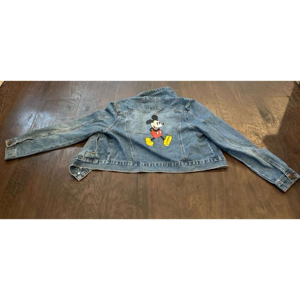 Cotton On x Disney Mickey Mouse Denim Jean Blue Cropped Trucker Jacket - Picture 3 of 4